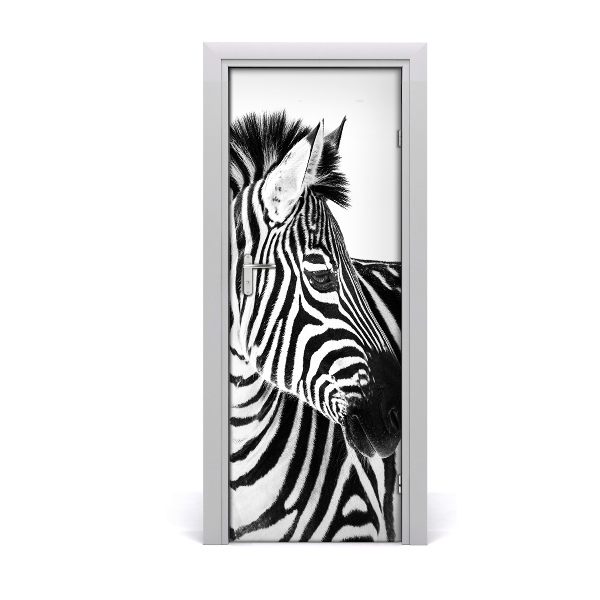 Self-adhesive door sticker Zebra in the snow