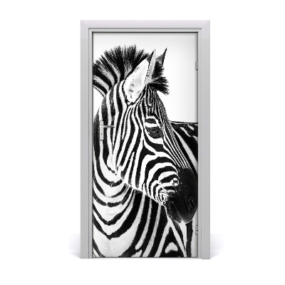 Self-adhesive door sticker Zebra in the snow