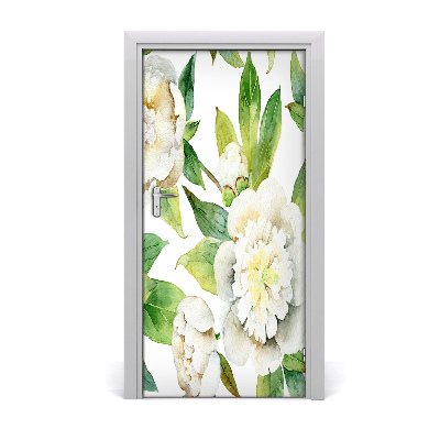 Self-adhesive door wallpaper Peonies