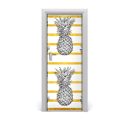 Self-adhesive door sticker Pineapples stripes