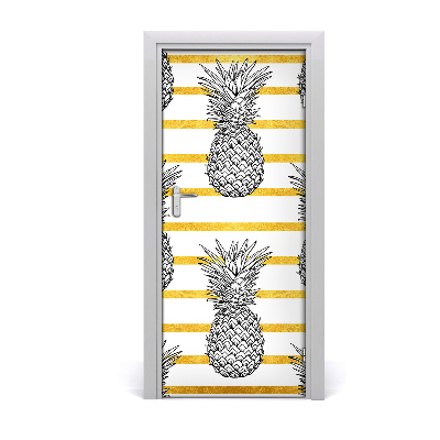 Self-adhesive door sticker Pineapples stripes