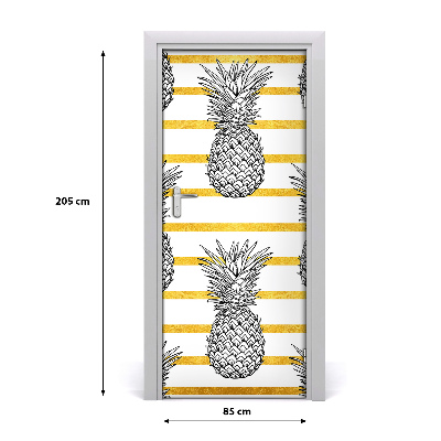 Self-adhesive door sticker Pineapples stripes