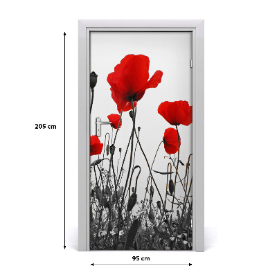 Door adhesive Field poppies