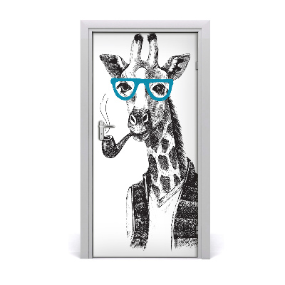 Self-adhesive door sticker Giraffes with glasses