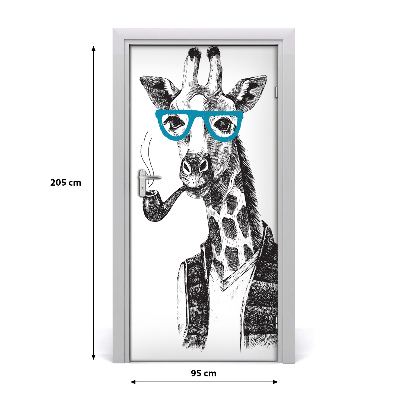 Self-adhesive door sticker Giraffes with glasses