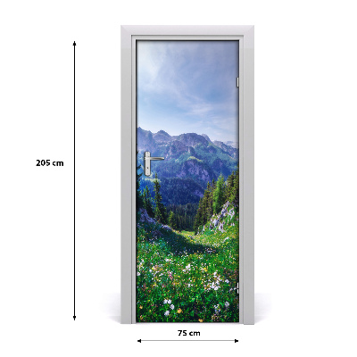 Self-adhesive door sticker Landscapes of the alps