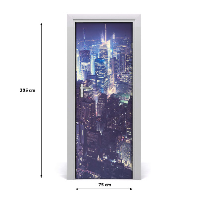 Self-adhesive door wallpaper Manhattan by night