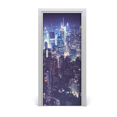 Self-adhesive door wallpaper Manhattan by night