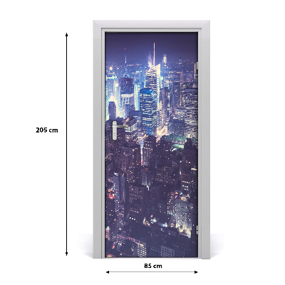 Self-adhesive door wallpaper Manhattan by night