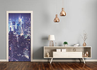 Self-adhesive door wallpaper Manhattan by night