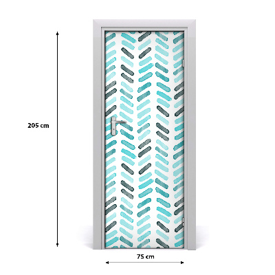 Door wallpaper Blue herringbone