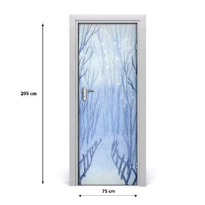 Self-adhesive door sticker Winter forest