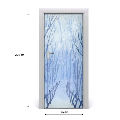 Self-adhesive door sticker Winter forest