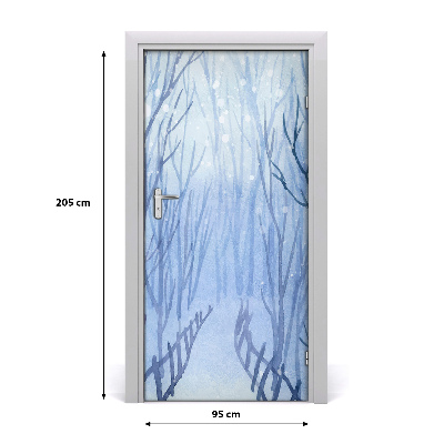 Self-adhesive door sticker Winter forest