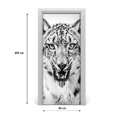 Self-adhesive door sticker Snow panther