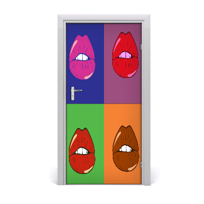 Self-adhesive door wallpaper Colorful lips