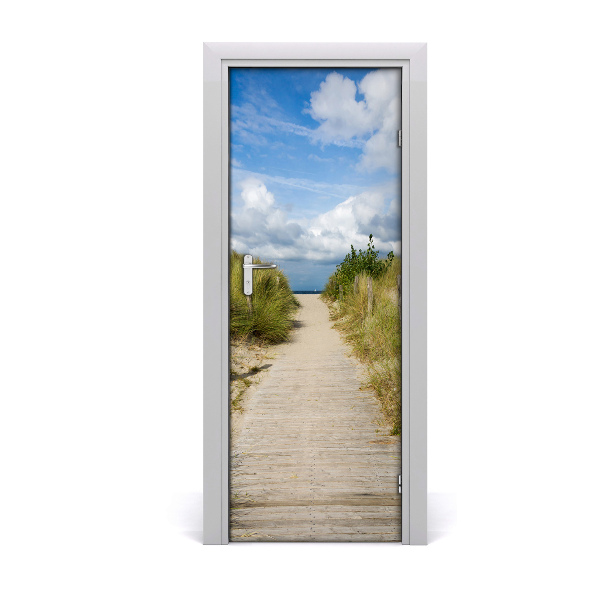 Self-adhesive door sticker Path to the beach