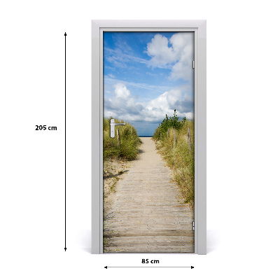 Self-adhesive door sticker Path to the beach