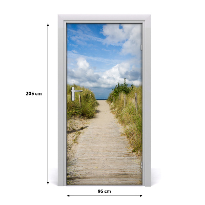 Self-adhesive door sticker Path to the beach