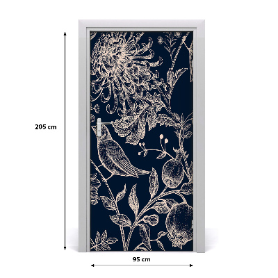 Self-adhesive door veneer Flowers and birds