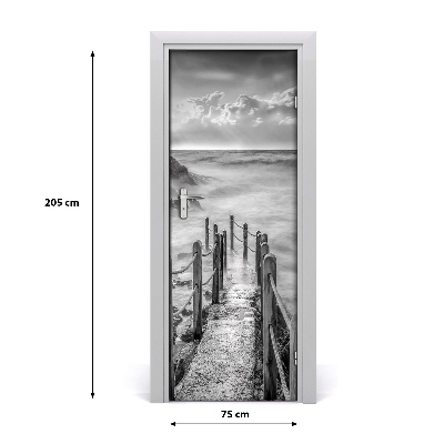 Self-adhesive door sticker Path by the sea