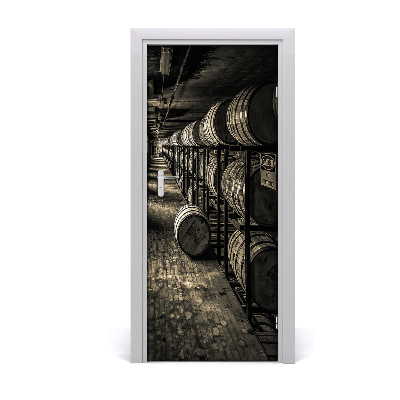 Self-adhesive door wallpaper Bourbon barrels