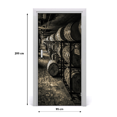 Self-adhesive door wallpaper Bourbon barrels