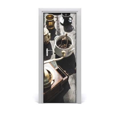 Self-adhesive door wallpaper Coffee grinder