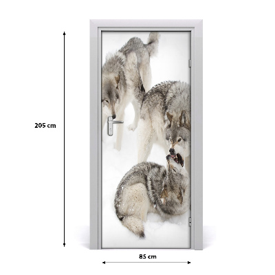 Self-adhesive door sticker Wall gray wolves