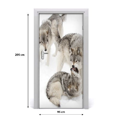 Self-adhesive door sticker Wall gray wolves