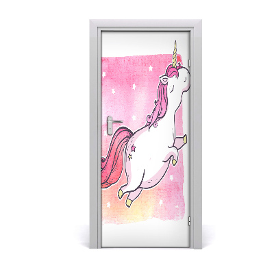 Self-adhesive door sticker Pink unicorn