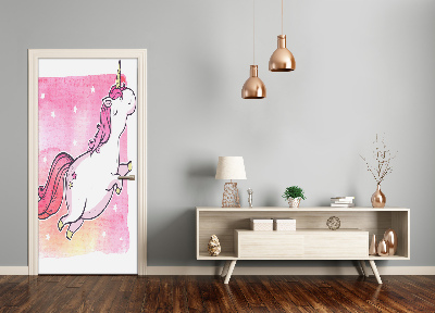 Self-adhesive door sticker Pink unicorn