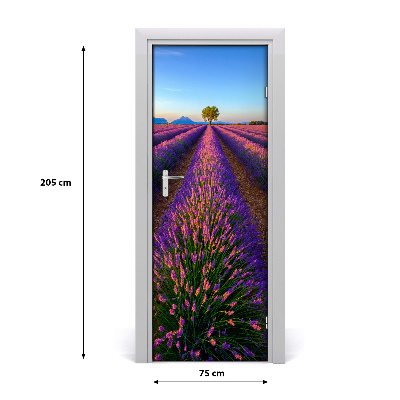 Self-adhesive door sticker Lavender field