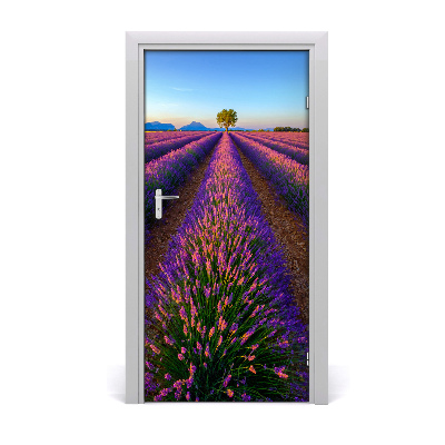 Self-adhesive door sticker Lavender field