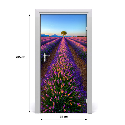 Self-adhesive door sticker Lavender field