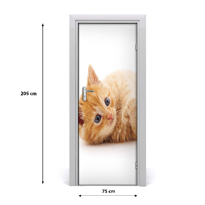 Self-adhesive door sticker Little red cat