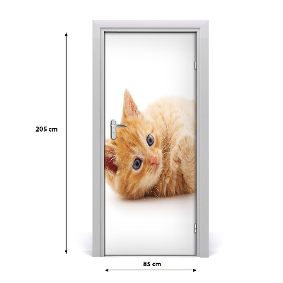 Self-adhesive door sticker Little red cat