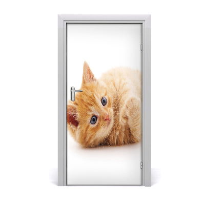 Self-adhesive door sticker Little red cat