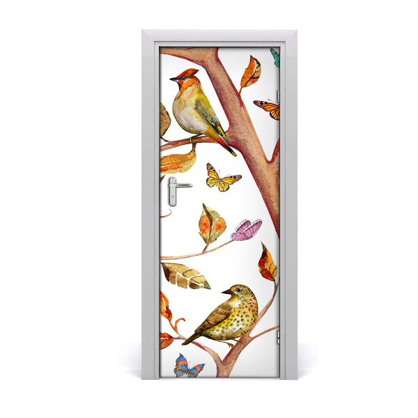 Self-adhesive door sticker Butterflies leaves