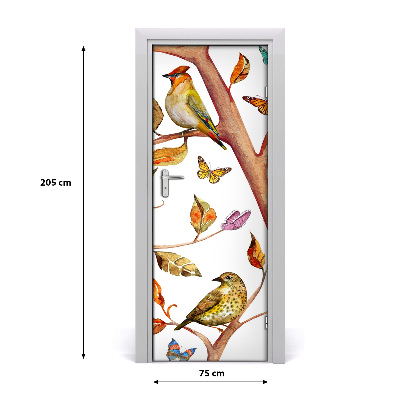 Self-adhesive door sticker Butterflies leaves