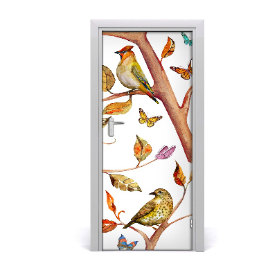 Self-adhesive door sticker Butterflies leaves