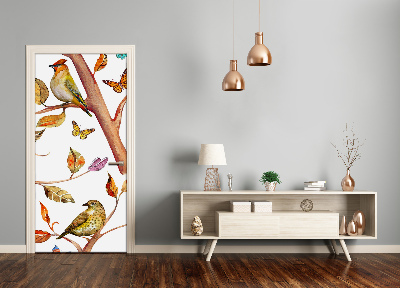 Self-adhesive door sticker Butterflies leaves