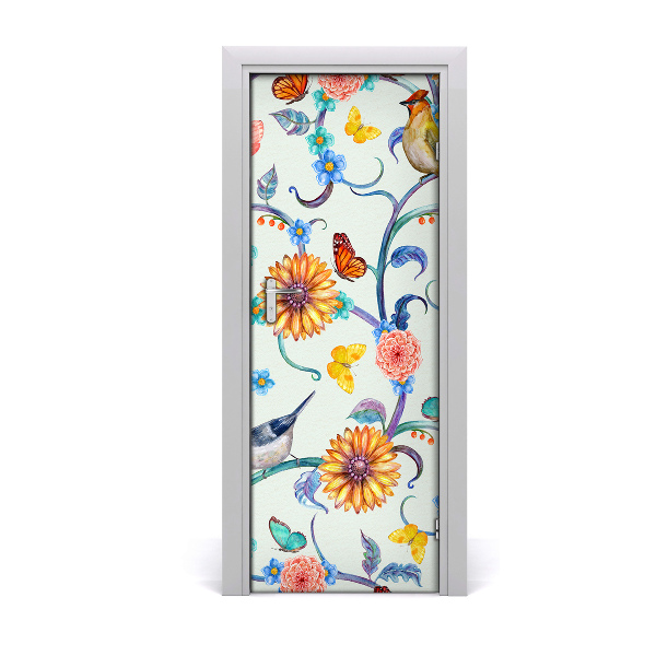 Self-adhesive door sticker Butterflies flowers