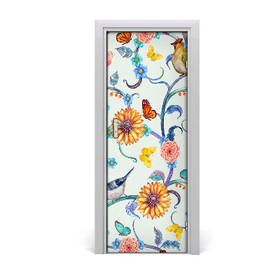 Self-adhesive door sticker Butterflies flowers