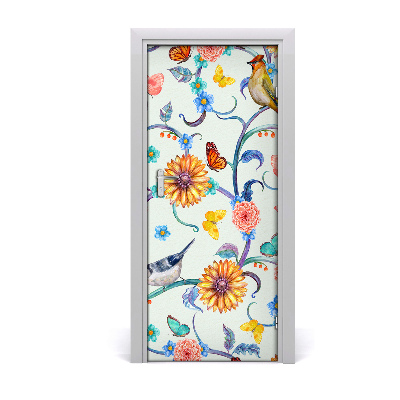 Self-adhesive door sticker Butterflies flowers