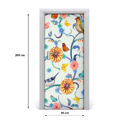 Self-adhesive door sticker Butterflies flowers