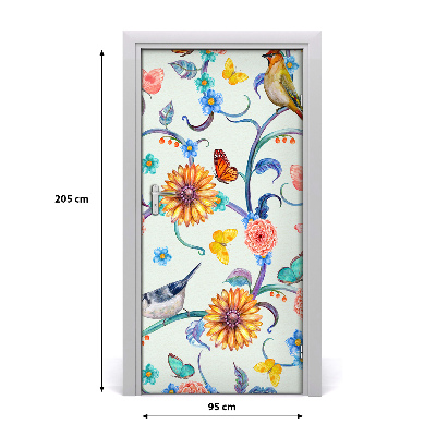 Self-adhesive door sticker Butterflies flowers