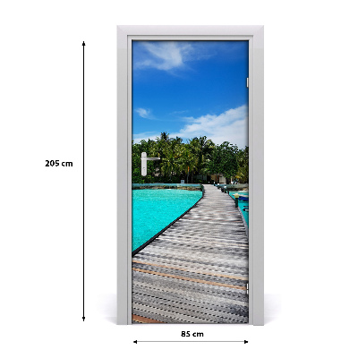 Self-adhesive door wallpaper Tropical view