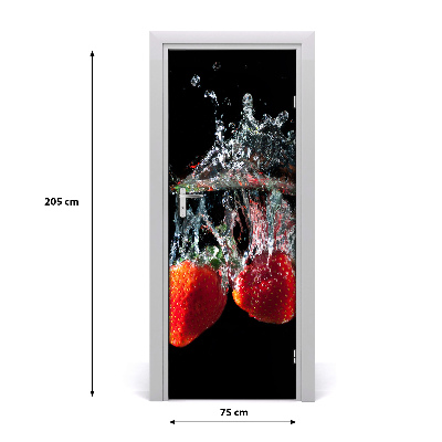 Self-adhesive door sticker Strawberries under water