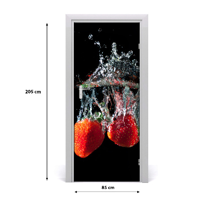 Self-adhesive door sticker Strawberries under water